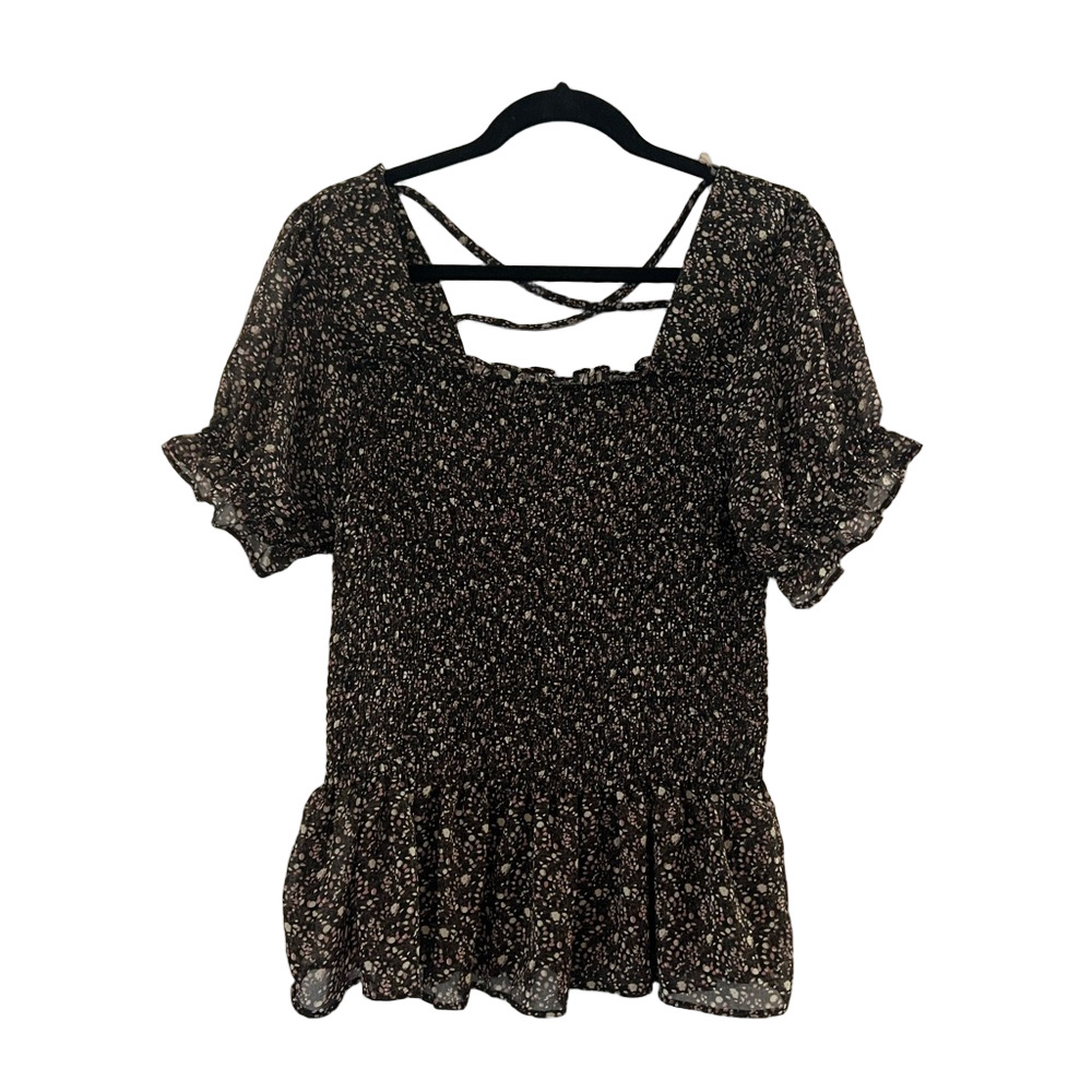 Zenobia Floral Smocked Top with Puff Sleeves